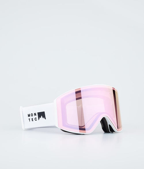 Masque De Ski – Blanc Avec Écran Miroir Rose Saphir